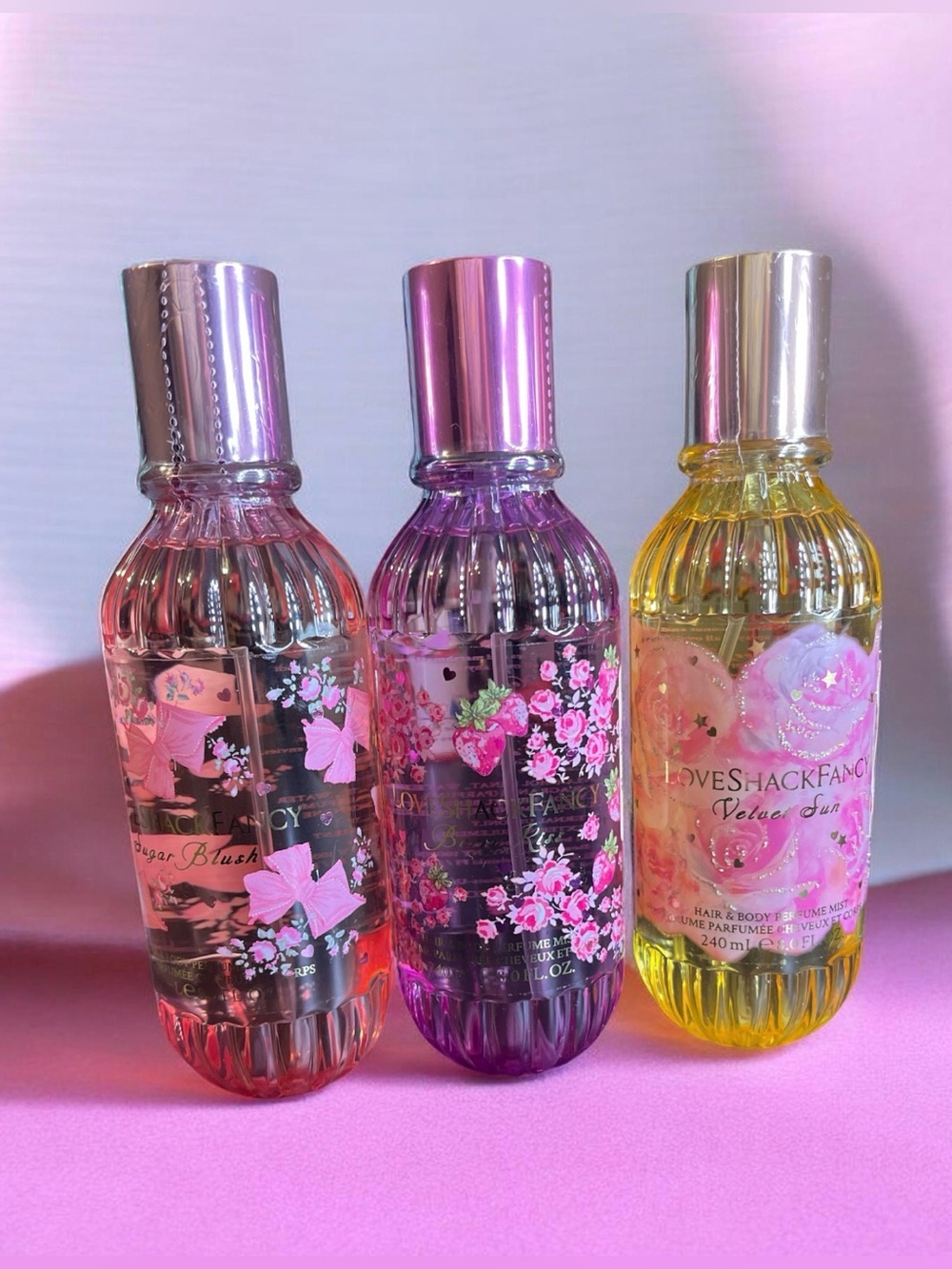 LoveShackFancy Sugar Blush, Berry Kiss & Velvet Sun Hair & Body Mist Trio SEALED